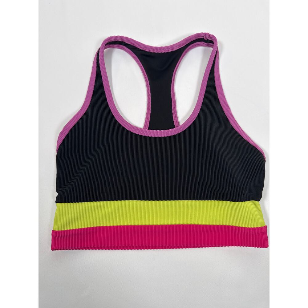 Beach Riot Sport Tri-Color Racerback Sports Bra Athletic Top Vibrant Colors XS